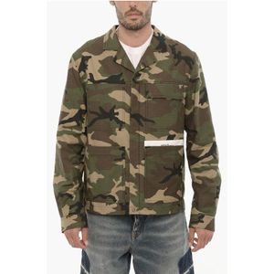 Camouflage overshirt met ritssluiting in militairgroen