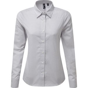 Premier Dames/Dames Maxton Gingham Shirt Met Lange Mouwen (Zilver/Wit)