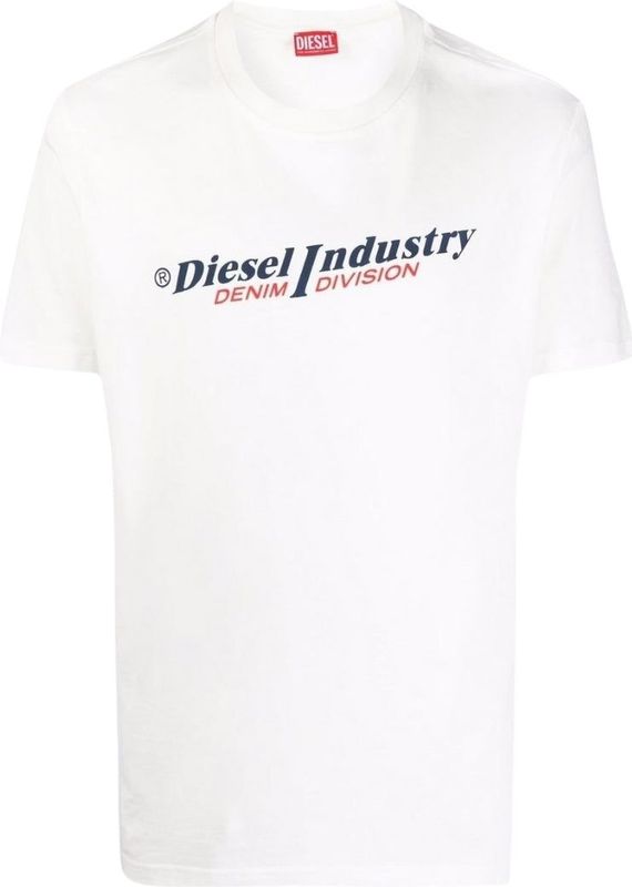 Wit T-shirt met denimlogo van Diesel Industry