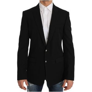 Dolce & Gabbana Heren Zwart Wollen MARTINI Wapenschild Blazer Jasje - Maat L