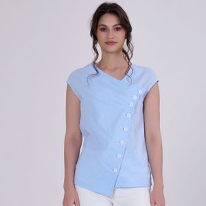 Geplooide asymmetrische top met dubbele borst