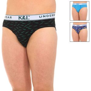 Pack-3 herenslips van bedrukte ademende stof KL3005