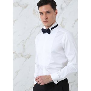 Chemise de smoking unie à double manchette et col cassé