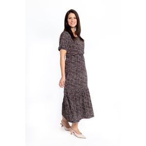 Bruine maxi jurk met dierenprint