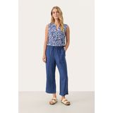 Part Two - Eniolas Lin-viscose Cropped Broek - Blauw - Dames