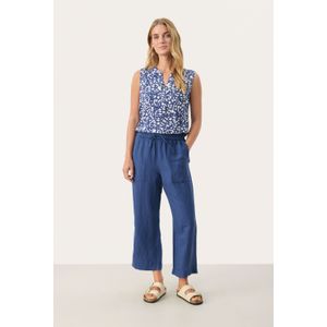 Part Two - Eniolas Lin-viscose Cropped Broek - Blauw - Dames