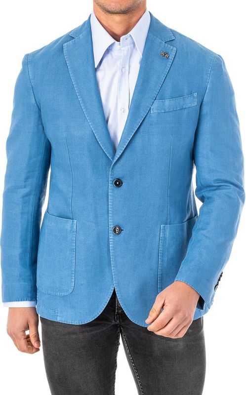 Blazer - Blauw - 60% Katoen 40% Linnen - Kraag met Klep - Twee Zakken