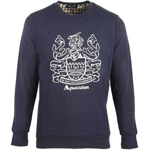 Aquascutum - QMF001L0 03 - Sweatshirt - Navy - Met Groot Embleem