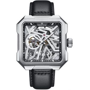 Heritor Automatic Campbell-skeletonhorloge met leren band