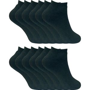 12 paar laag uitgesneden wintersokken voor dames - Zwart