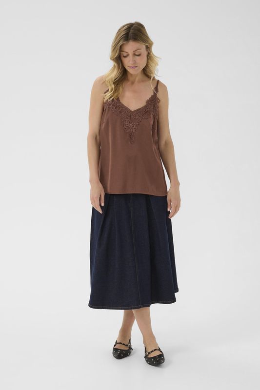 Mouwloos shirt CRAnna A-shape brown