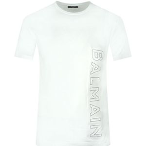 Balmain Brand Embossed Logo White T-Shirt