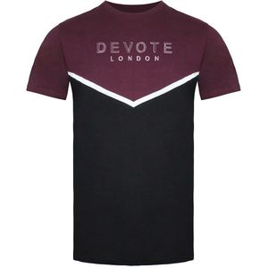Devote London - Conrad - T-shirt - Zwart/Bourgondië