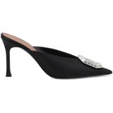 Amina Muaddi - Camelia 90 - Muiltjes - Zwart - Leer - Slip-On met Kristallen