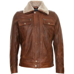 Heren - Truckershirt - Leren Jas - Crème - Galway