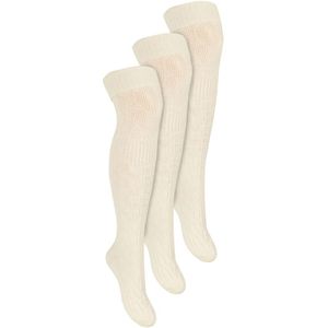 Steven - Dames 3 Paar Over Knie Wol Sokken | Multipack Dames Lange Sokken - Ecru - Maat 36-39