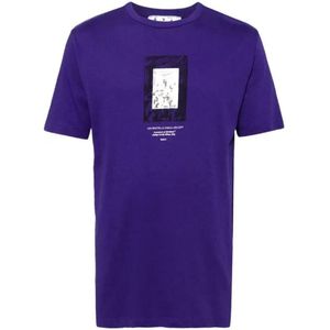 Off White Heren Spiegel T-Shirt (Paars)