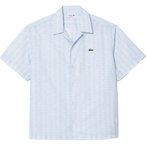 Lacoste Heren Relaxed Fit Korte Mouwen Overhemd (Lichtblauw)