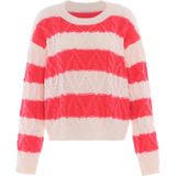 Pullover - Gebreide Trui - Ronde Hals - Langere Mouwen - Effen En Open Gebreide Strepen