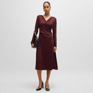 BOSS - Ettita - Damesjurk - Donkerrood - Wrap-Front