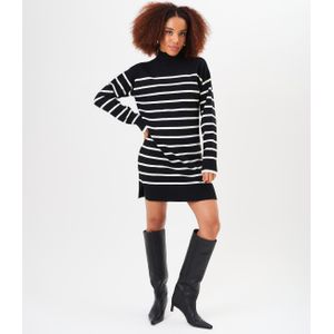 Oversized tuniekjurk met hoge hals en strepen