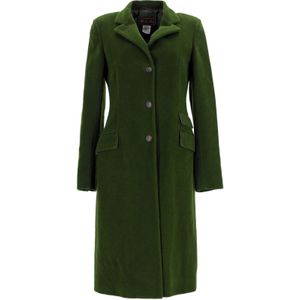 Loro Piana Geknoopte Lange Jas in Groene Wol