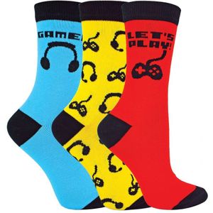 Set van 3 nieuwe game-sokken voor kinderen - Rood / Blauw / Geel