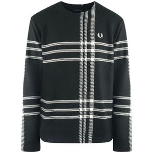 Fred Perry White Tartan Black Jumper - Maat 2XL