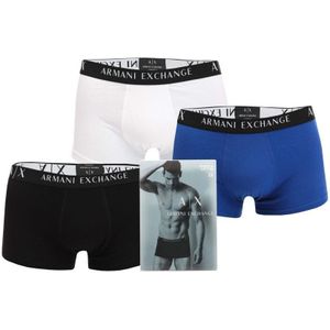Heren Armani Exchange 3 Pack Boxers in Wit blauw zwart