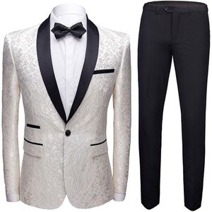 2-delig pak met print, slim-fit wit paisleypak