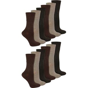 IOMI - 12 paar bamboesokken voor diabeten voor dames - Donker Bruin