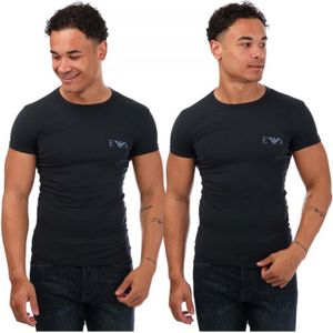 Heren Emporio Armani EA7 2 Pack Lounge Crew T-shirts in Navy