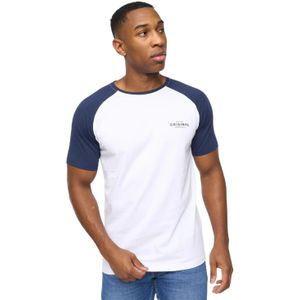 Crosshatch Heren Meza T-Shirt (Wit/Navy)