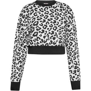 Mymo - Sweatshirt - Wit - Dames - Cropped met Luipaardprint
