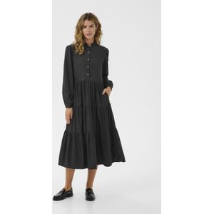 Jurk - Grijs - Blousejurken - Gevoerde Zoom - Lange Mouw