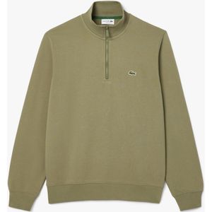 Heren Lacoste Fleece Sweatshirt met Hoge Hals en Ritssluiting in Groen