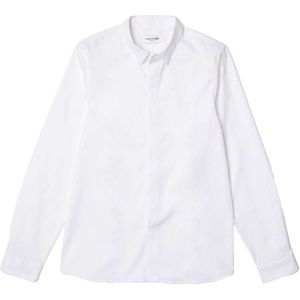 Lacoste Heren Poplin Slim overhemd met verborgen sluiting (Wit)