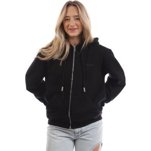 Off White Diagonal Regular Zip-Up Hoodie voor dames in zwart