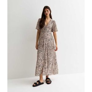 Midi-jurk met knoopsluiting en dierenprint