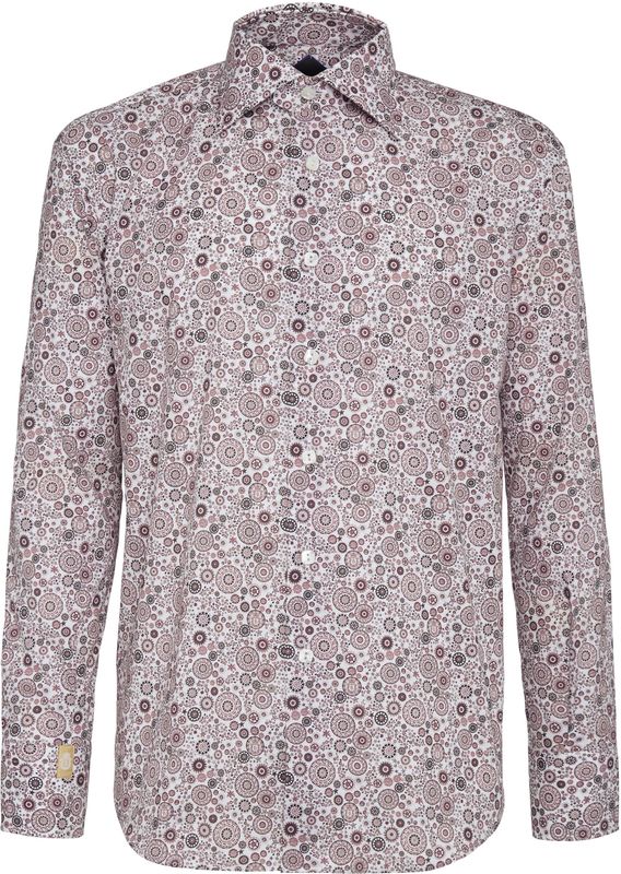 Shirt - Geometrisch Patroon - Stretchkatoen - Regular Pasvorm