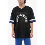 Geborduurd mesh voetbal T-shirt in zwart