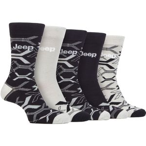 Heren Bamboe Dress Socks | Jeep | 5-Pack Ademend Vrijetijdssokken voor Elke Dag - Marineblauw / Grijs