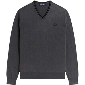 Fred Perry Heren Twin Tip V Hals Trui (Gunmetal Grijs)