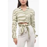 Balmain - Zebra Print Shirt - Beige - Dames - Lange Mouwen