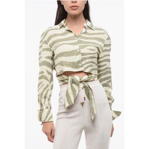 Balmain - Zebra Print Shirt - Beige - Dames - Lange Mouwen