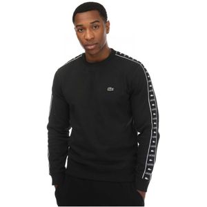 Heren Lacoste Logo Stripe Jogger Sweatshirt in Zwart