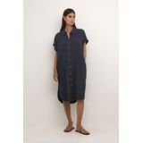 CULTURE - Blousejurk - Marine - Katoen - Knoopsluiting - 3/4 Lengte