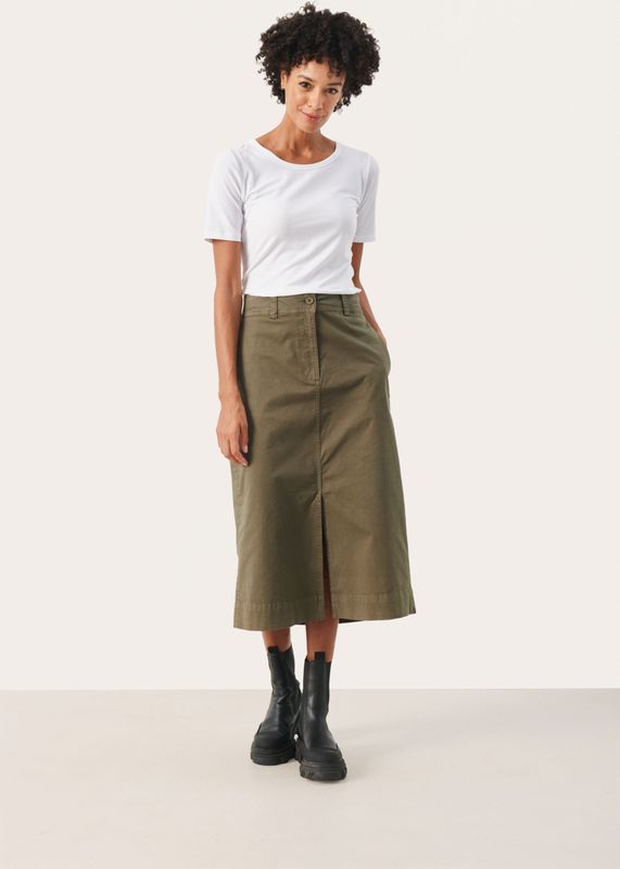 Part Two - Fanniespw SK - A-lijnrok - Olijfgroen - Katoen