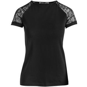 Zwarte Top Met Voile Mouwen In Stretch Jersey Duurzame Stof. - Maat S