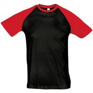 SOLS Heren Funky Contrast T-Shirt Met Korte Mouwen (Zwart/Rood) - Maat L